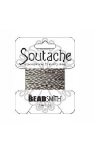 Beadsmith Rayon soutache cord 3mm - Smog linen stiped